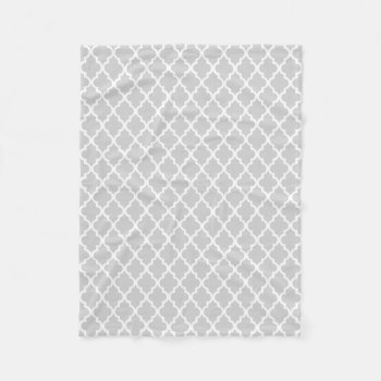 Gray Quatrefoil Tiles Pattern Fleece Blanket by heartlockedhome at Zazzle