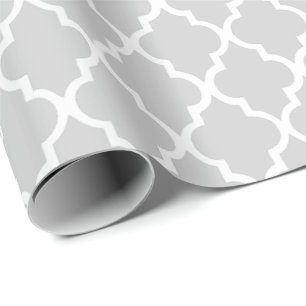 Gray Quatrefoil Tiles Pattern Wrapping Paper