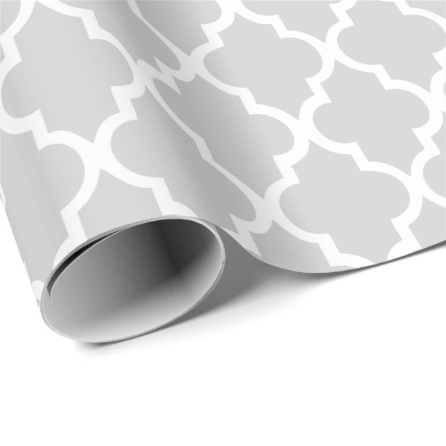 Gray Quatrefoil Tiles Pattern Wrapping Paper (Roll Corner)