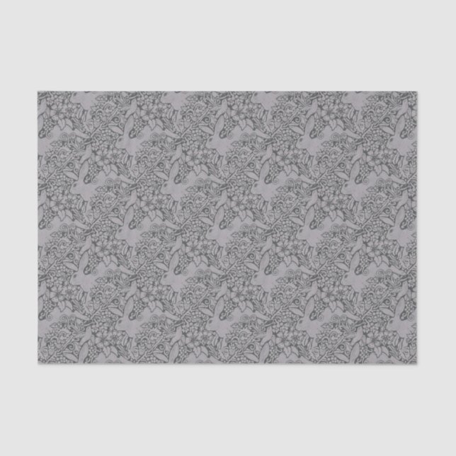 Gray Rabbit  Exclusive Original Design Gift Wrap Tissue Paper (Front)