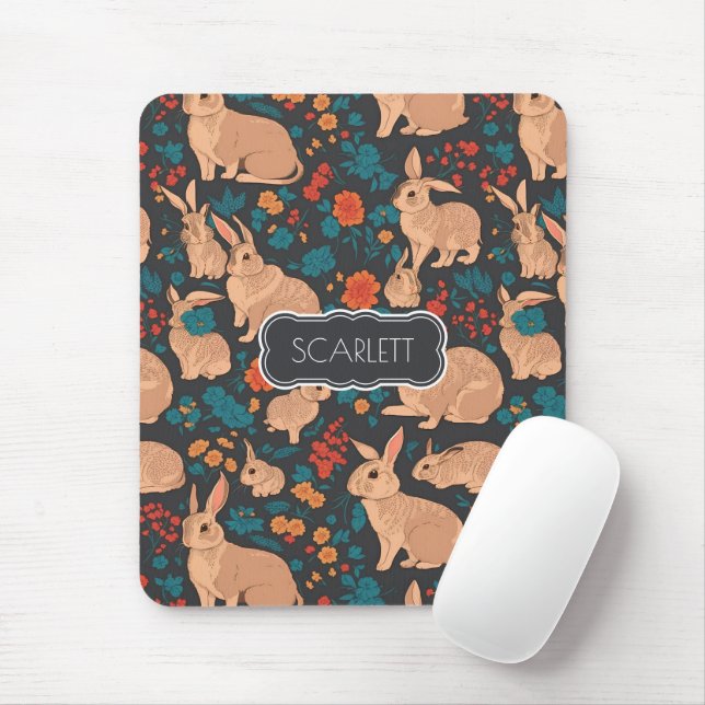 Gray Rabbit Mosaic Colorful Personalized Pattern Mouse Pad (With Mouse)