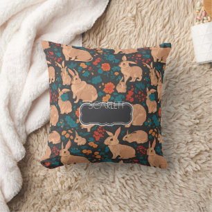 Gray Rabbit Mosaic Colorful Personalized Pattern Throw Pillow