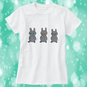 Gray Rabbits Wearing Glasses T-Shirt