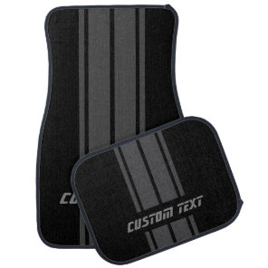 Gray Race Double Stripes | Personalize Car Floor Mat