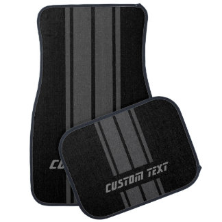 Gray Race Double Stripes | Personalize Car Floor Mat