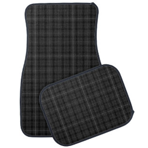 Gray Racing Karting Tartan Checkered Car Mat