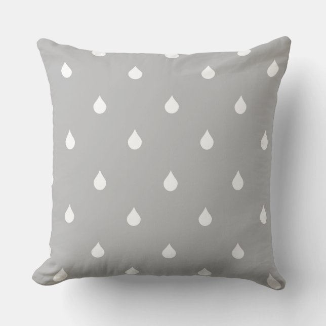 gray raindrops throw pillow (Front)