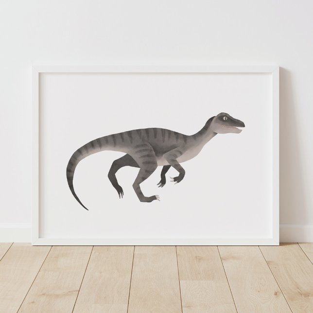 Gray Raptor Dinosaur Kids Room Poster (Creator Uploaded)