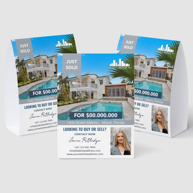 Gray Real Estate Just Sold Property Your Logo Paper Table Tent (Insitu(Multi))