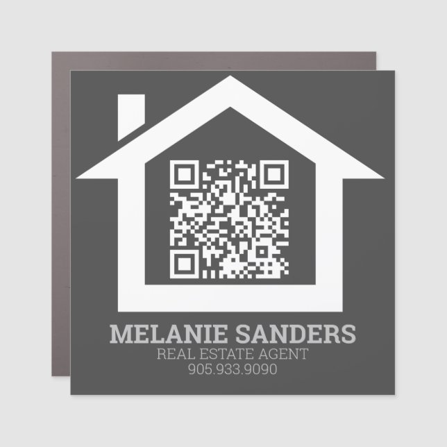 Gray REALTOR PROMOTIONAL QR CODE CAR MAGNET (Front)