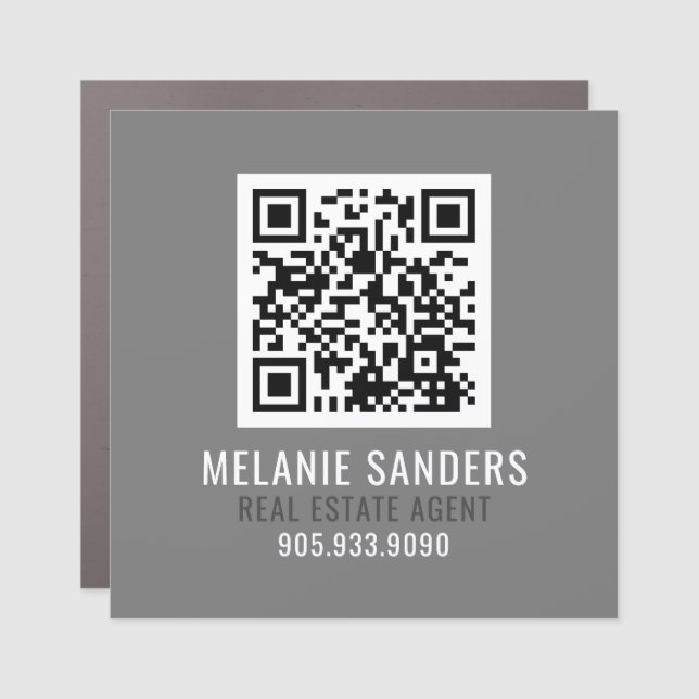 Gray REALTOR PROMOTIONAL QR CODE CAR MAGNET (Front)