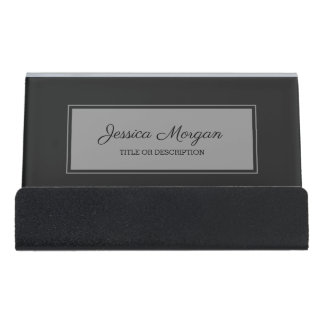 Gray Rectangle Frame Desk Business Card Holder
