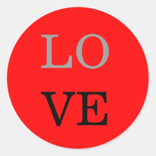 Gray Red Background Love Wedding  Classic Round Sticker