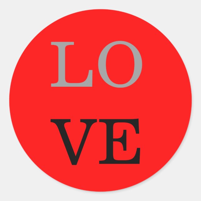Gray Red Background Love Wedding  Classic Round Sticker (Front)