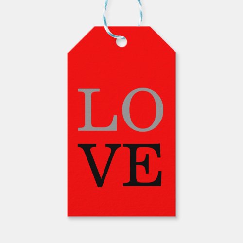 Gray Red Background Love Wedding  Gift Tags