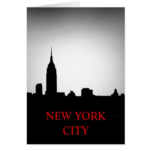 Gray Red Black New York Silhouette Card
