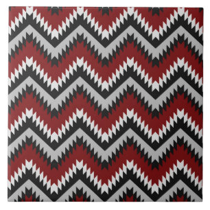 gray red black tiled pattern aztec ceramic tile