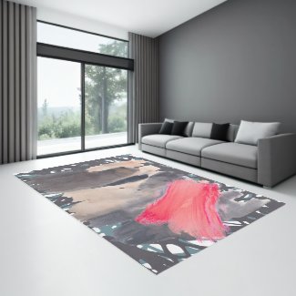 Gray Red Brown Cream Modern Abstract Indoor Rug