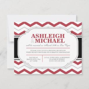 Gray & Red Chevron Wedding Reception ONLY Invitation
