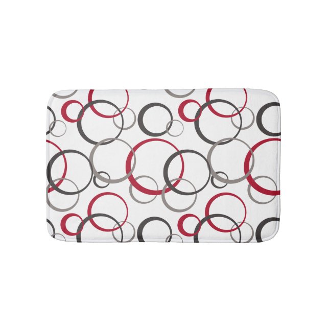 Gray Red Circles white Bath Mat (Front)