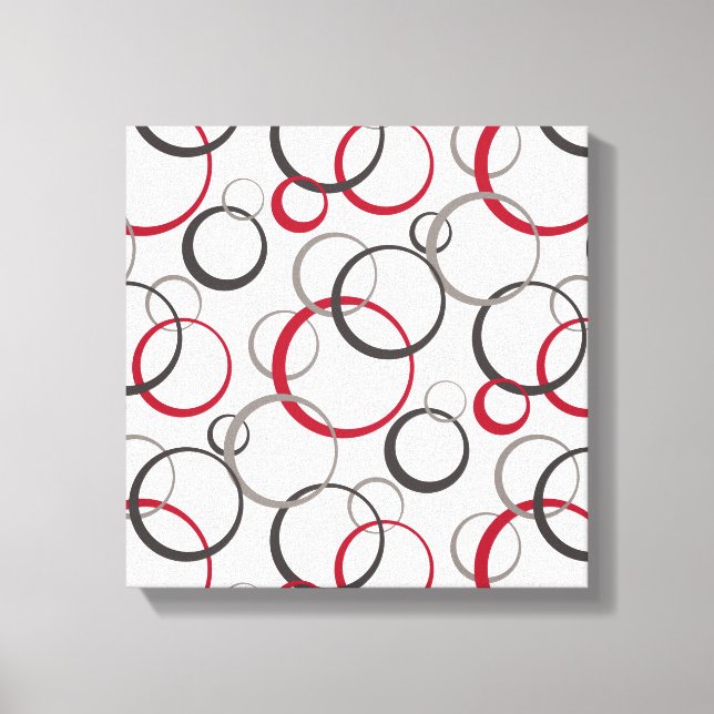 Gray Red Circles white Canvas Print (Front)