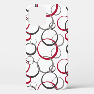 Gray Red Circles white iPhone 12 Case