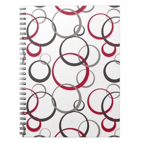 Gray Red Circles white Notebook