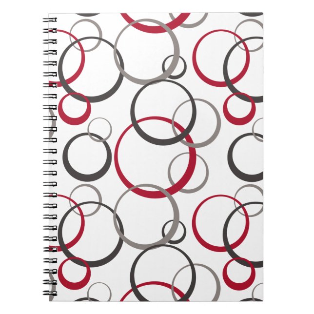 Gray Red Circles white Notebook (Front)