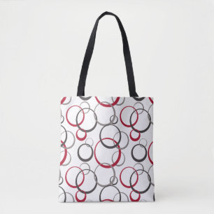 Gray Red Circles white Tote Bag