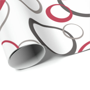 Gray Red Circles white Wrapping Paper