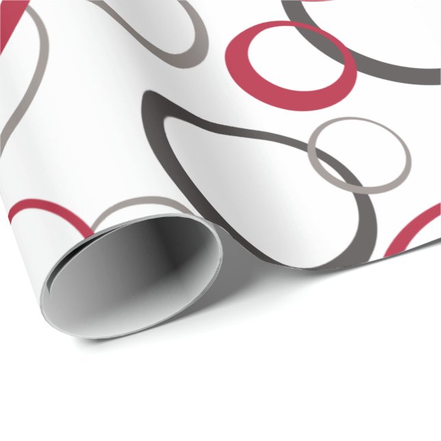 Gray Red Circles white Wrapping Paper (Roll Corner)