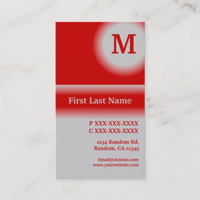 Gray red fade vertical business cards (Front)