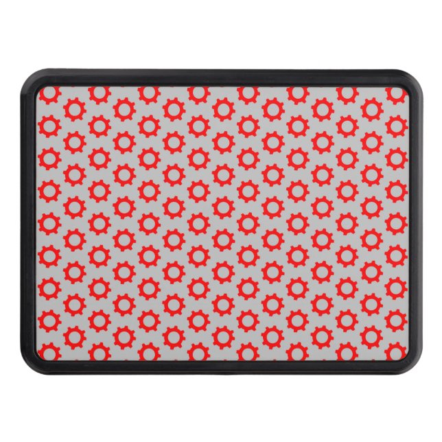 Gray Red Gears Mechanical Engineer Mechanics Parts Hitch Cover (Front)