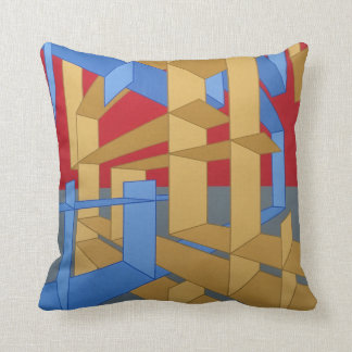 Gray, Red, Gold Throw Pillow