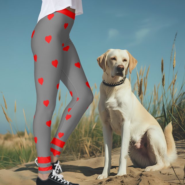 Gray Red Heart Gym Leggings (Creator Uploaded)