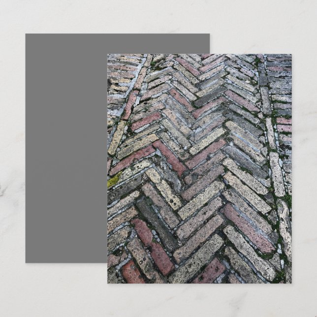 Gray Red Herringbone Pavers Scrapbook Paper (Front/Back)