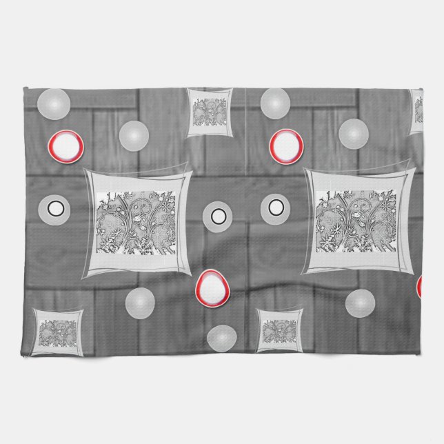 gray red kitchen hand towel (Horizontal)