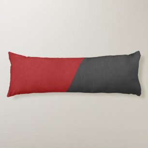 Gray & red leather geometric design body pillow