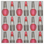 Gray Red Lipstick Nail Polish Makeup Beauty Print Fabric