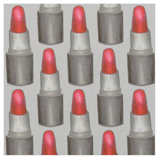 Gray Red Lipstick Tubes Cosmetics Makeup Beauty Fabric (Close Up)