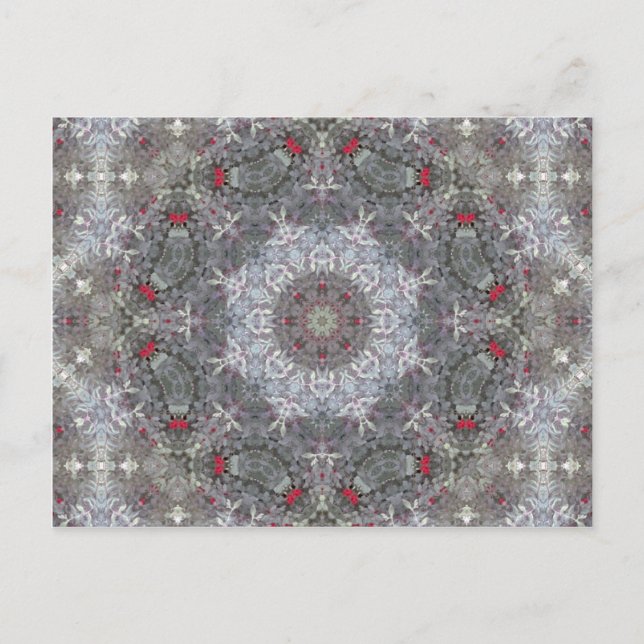 Gray & Red Mandala Postcard (Front)