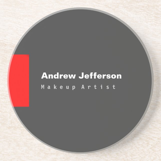 Gray Red Minimalist Modern Plain Remarkable Coaster (Front)