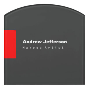 Gray Red Minimalist Modern Plain Remarkable Door Sign