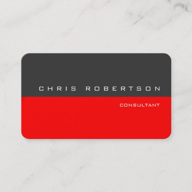 Gray Red Modern Simple Business Card (Front)