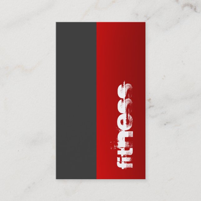 Gray Red Personal Trainer Business Card (Front)