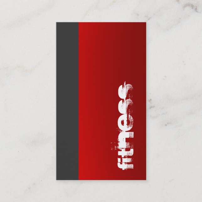 Gray Red Personal Trainer Fitness Business Card (Front)