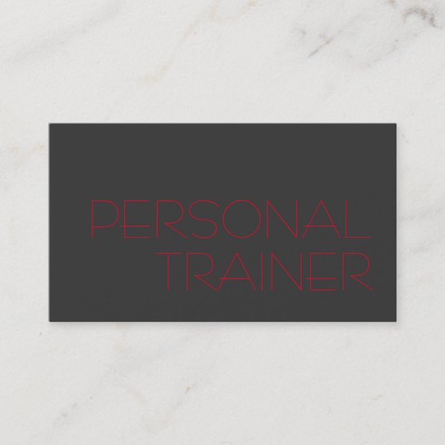 Gray Red Personal Trainer Fitness Sport Business Card (Front)