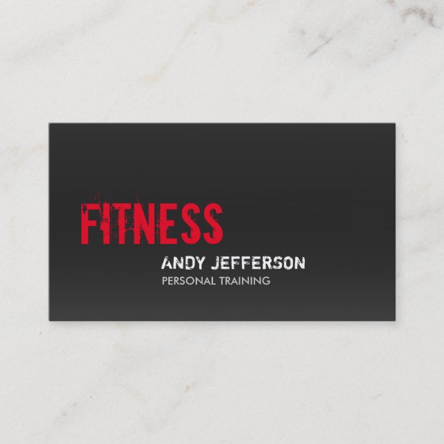 Gray Red Personal Trainer Sport Fitness Business Card (Front)