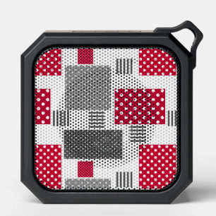 Gray red polka dot patchwork on white background bluetooth speaker