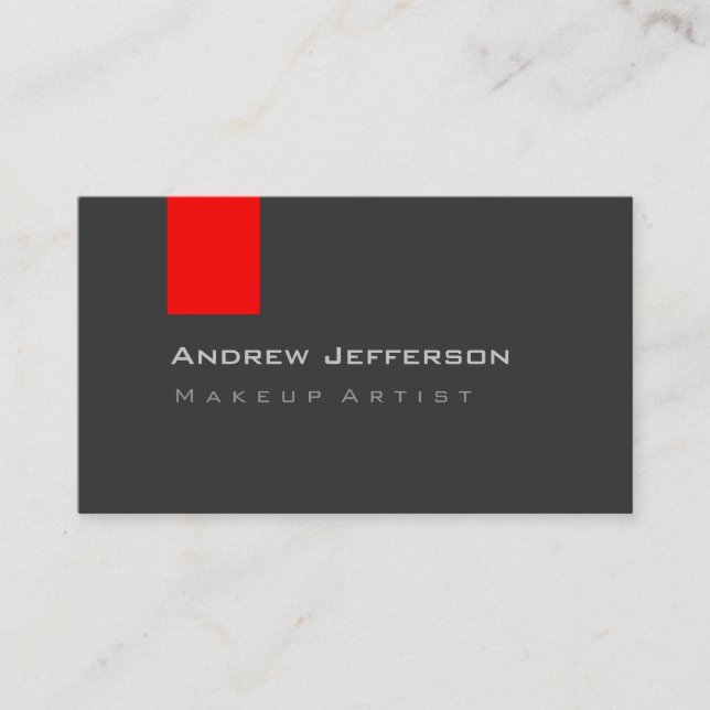 Gray Red Professional Makeup Artist Business Card (Front)